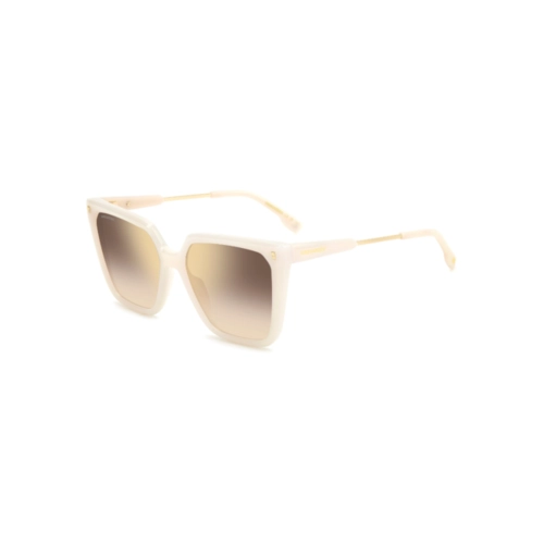 Óculos de Sol Dsquared2 D2 0135/S SZJ 57JL Acetato Marfim com lentes na cor Marrom e Dourado Degradê Espelhado