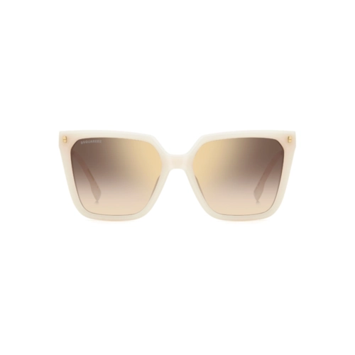Óculos de Sol Dsquared2 D2 0135/S SZJ 57JL Acetato Marfim com lentes na cor Marrom e Dourado Degradê Espelhado