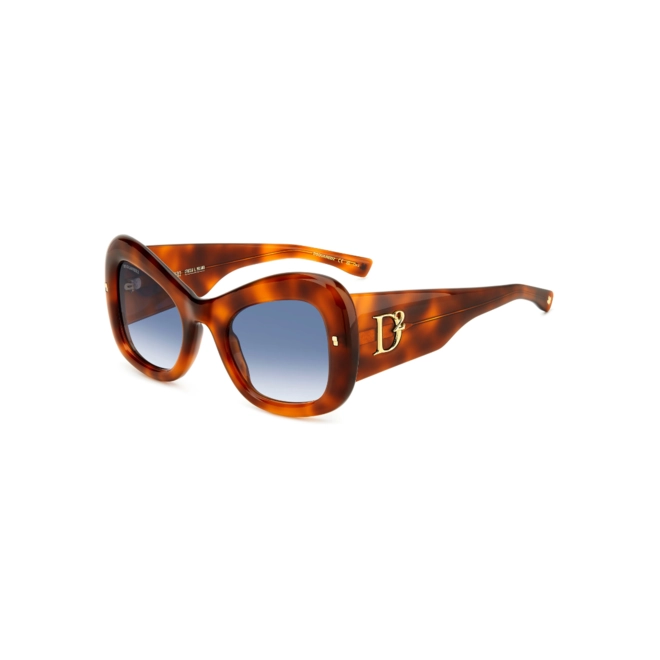 Óculos de Sol Dsquared2 D2 0137/S XNZ 5408 Acetato Marrom Mesclado com lentes na cor Azul Degradê 1