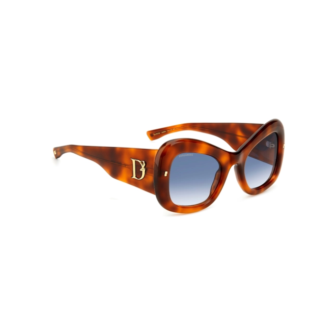 Óculos de Sol Dsquared2 D2 0137/S XNZ 5408 Acetato Marrom Mesclado com lentes na cor Azul Degradê 3