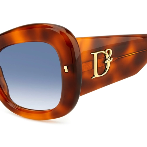 Óculos de Sol Dsquared2 D2 0137/S XNZ 5408 Acetato Marrom Mesclado com lentes na cor Azul Degradê