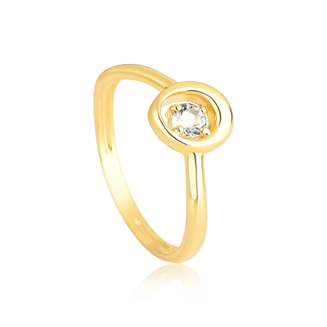 Anel For me Organic geométrico prata 925 dourado círculo com Topázio branco 1