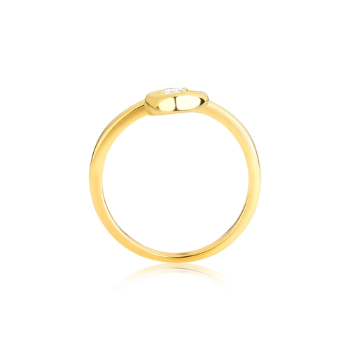 Anel For me Organic geométrico prata 925 dourado círculo com Topázio branco