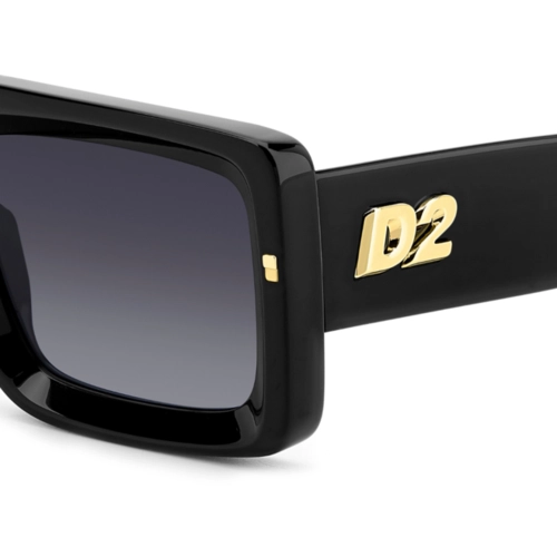 Óculos de Sol Dsquared2 D2 0141/S 807 539O Acetato Preto com lentes na cor Cinza Degradê
