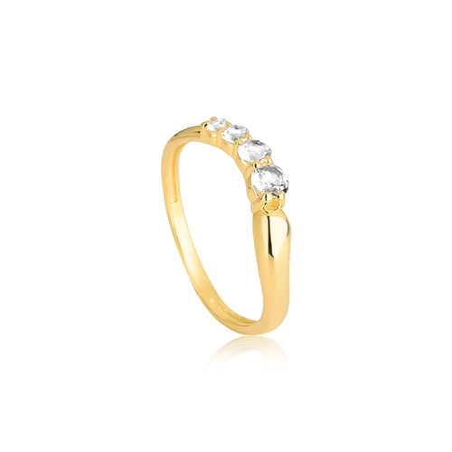 Anel For me Organic anel orgânico prata 925 dourado com gemas de Topázio branco