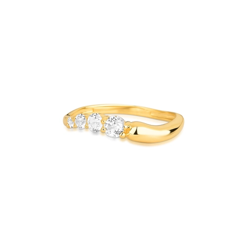 Anel For me Organic anel orgânico prata 925 dourado com gemas de Topázio branco