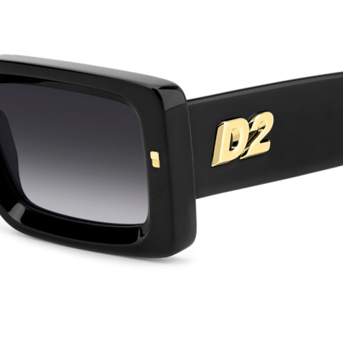 Óculos de Sol Dsquared2 D2 0142/S 807 529O Acetato Preto com lentes na cor Cinza Degradê