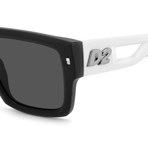 Óculos de Sol Dsquared2 D2 0143/S 003 53IR Acetato Preto e Branco com lentes na cor Cinza
