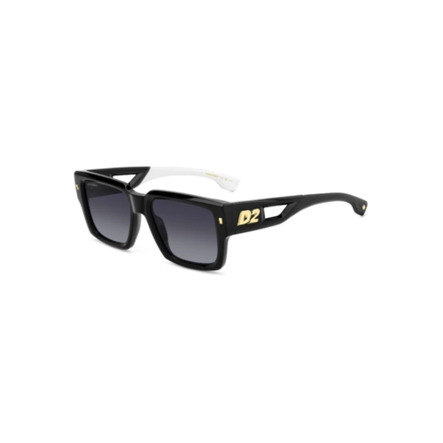 Óculos de Sol Dsquared2 D2 0143/S 807 539O Acetato Preto e Branco com lentes na cor Cinza Degradê