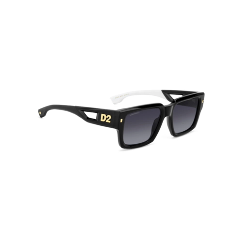 Óculos de Sol Dsquared2 D2 0143/S 807 539O Acetato Preto e Branco com lentes na cor Cinza Degradê