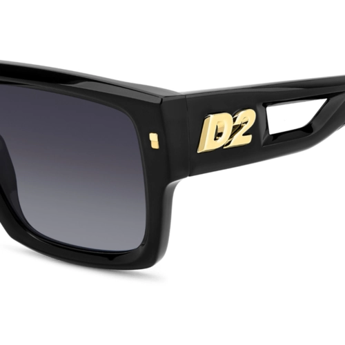 Óculos de Sol Dsquared2 D2 0143/S 807 539O Acetato Preto e Branco com lentes na cor Cinza Degradê