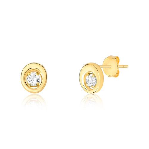 Brinco For me Organic Stud prata 925 dourada com gema de Topázio branco