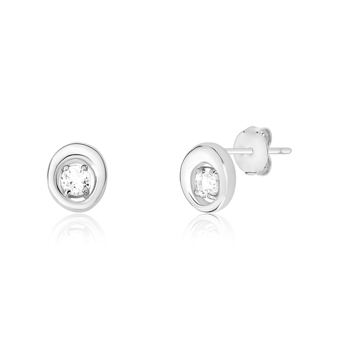 Brinco For me Organic Stud prata 925 círculo com gema Topázio branco 1