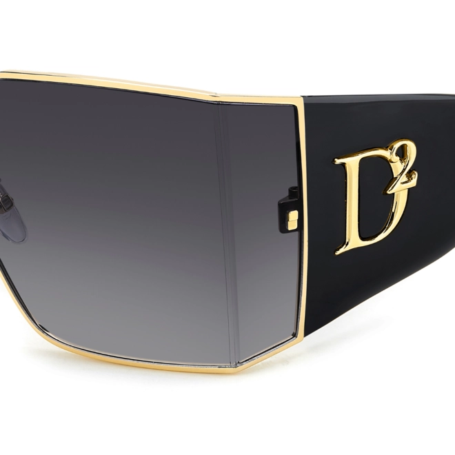 Óculos de Sol Dsquared2 D2 0154/S 000 739O Metal e Acetato Preto e Dourado com lentes na cor Cinza Degradê 5