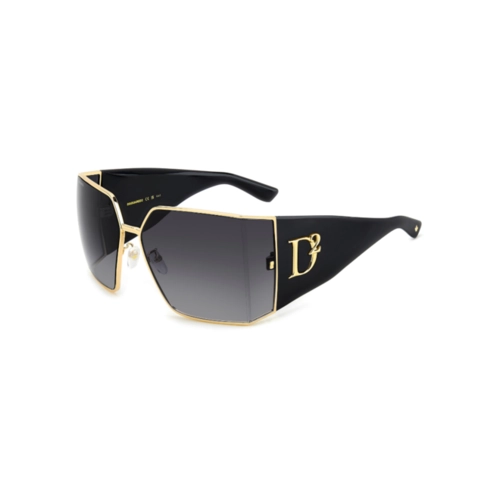Óculos de Sol Dsquared2 D2 0154/S 000 739O Metal e Acetato Preto e Dourado com lentes na cor Cinza Degradê