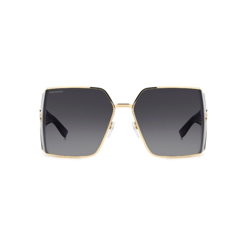 Óculos de Sol Dsquared2 D2 0154/S 000 739O Metal e Acetato Preto e Dourado com lentes na cor Cinza Degradê