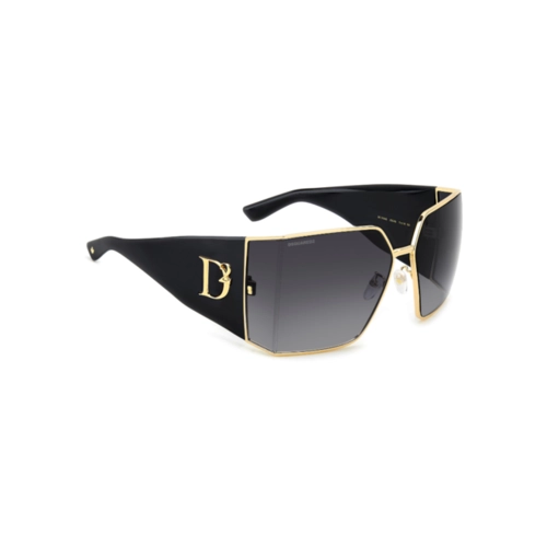 Óculos de Sol Dsquared2 D2 0154/S 000 739O Metal e Acetato Preto e Dourado com lentes na cor Cinza Degradê
