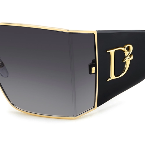 Óculos de Sol Dsquared2 D2 0154/S 000 739O Metal e Acetato Preto e Dourado com lentes na cor Cinza Degradê