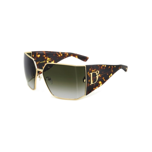 Óculos de Sol Dsquared2 D2 0154/S J5G 739K Metal e Acetato Marrom Mesclado e Dourado com lentes na cor Verde Degradê