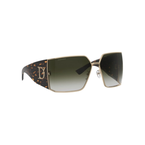 Óculos de Sol Dsquared2 D2 0154/S J5G 739K Metal e Acetato Marrom Mesclado e Dourado com lentes na cor Verde Degradê