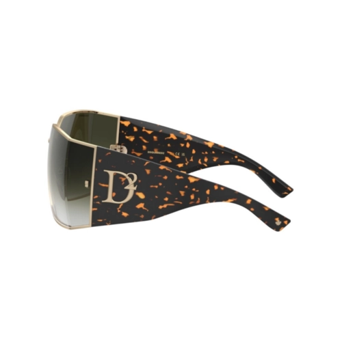 Óculos de Sol Dsquared2 D2 0154/S J5G 739K Metal e Acetato Marrom Mesclado e Dourado com lentes na cor Verde Degradê