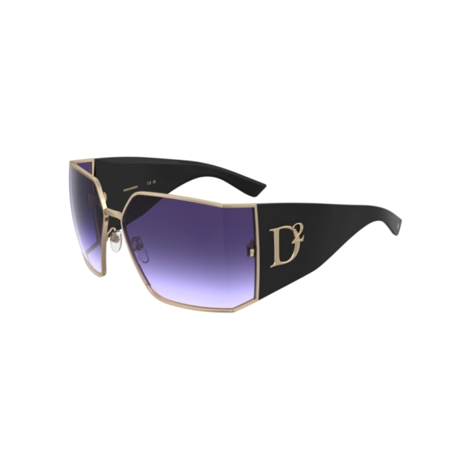 Óculos de Sol Dsquared2 D2 0154/S J5G 73DG Metal e Acetato Preto e Dourado com lentes na cor Violeta Degradê 1