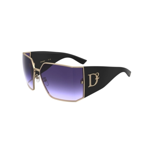 Óculos de Sol Dsquared2 D2 0154/S J5G 73DG Metal e Acetato Preto e Dourado com lentes na cor Violeta Degradê