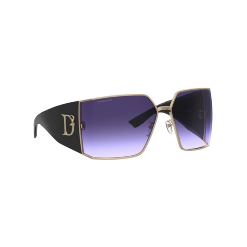 Óculos de Sol Dsquared2 D2 0154/S J5G 73DG Metal e Acetato Preto e Dourado com lentes na cor Violeta Degradê