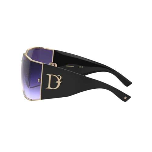 Óculos de Sol Dsquared2 D2 0154/S J5G 73DG Metal e Acetato Preto e Dourado com lentes na cor Violeta Degradê