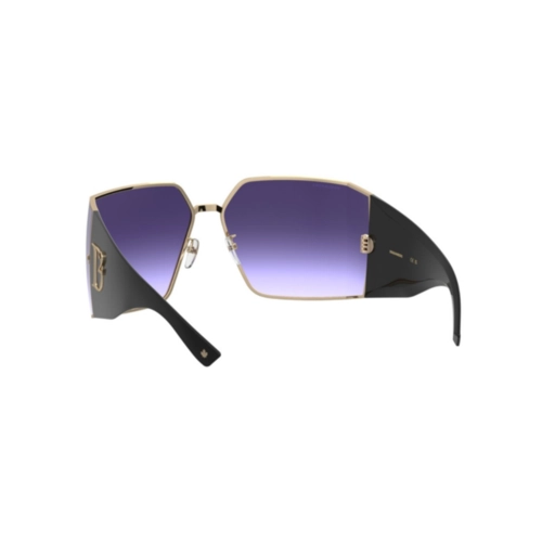 Óculos de Sol Dsquared2 D2 0154/S J5G 73DG Metal e Acetato Preto e Dourado com lentes na cor Violeta Degradê