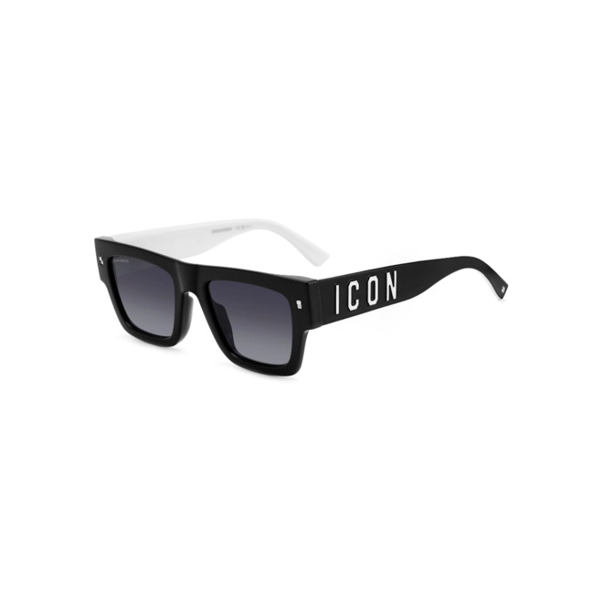Óculos de Sol Dsquared2 ICON 0021/S 807 529O Acetato Preto e Branco com lentes na cor Cinza Degradê 1