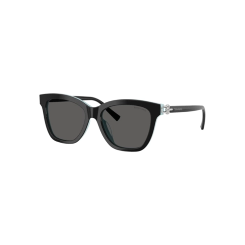 Óculos de Sol Tiffany 0TF4241D 8055S454 Acetato Preto sobre Azul com lentes na cor Cinza Escuro