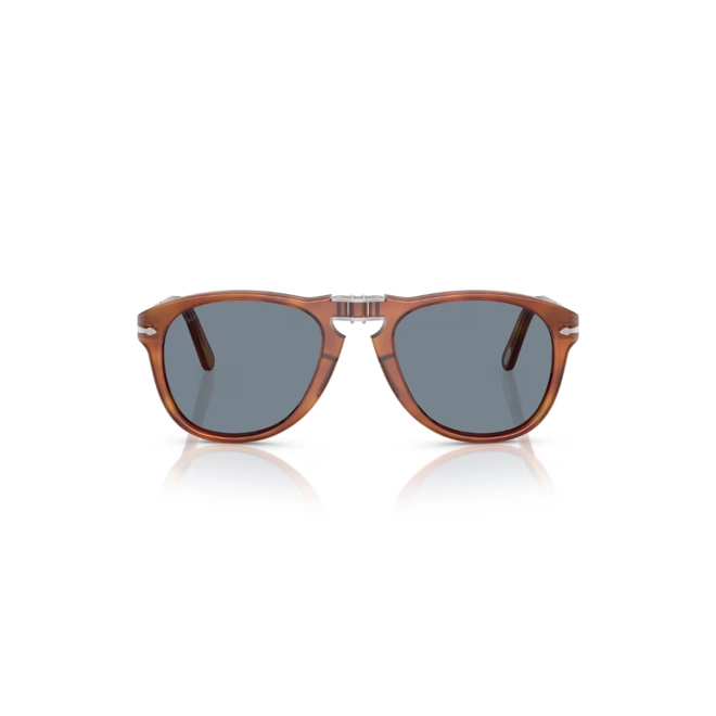 Óculos de Sol Persol Steve McQueen 0PO0714SM S96/5654 Acetato Marrom Mesclado com lentes na cor Azul 2