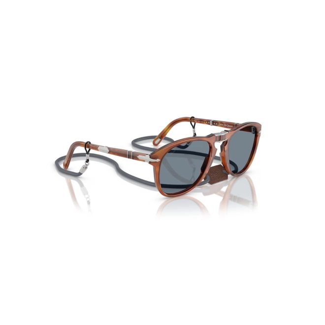 Óculos de Sol Persol Steve McQueen 0PO0714SM S96/5654 Acetato Marrom Mesclado com lentes na cor Azul 3