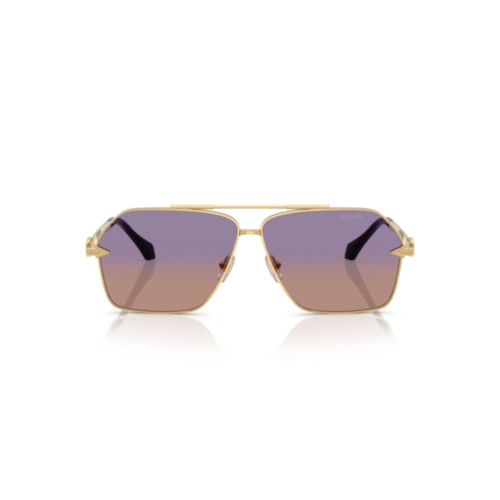 Óculos de Sol Versace 0VE2284 1002EL63 Metal Dourado com lentes na cor Violeta Degradê