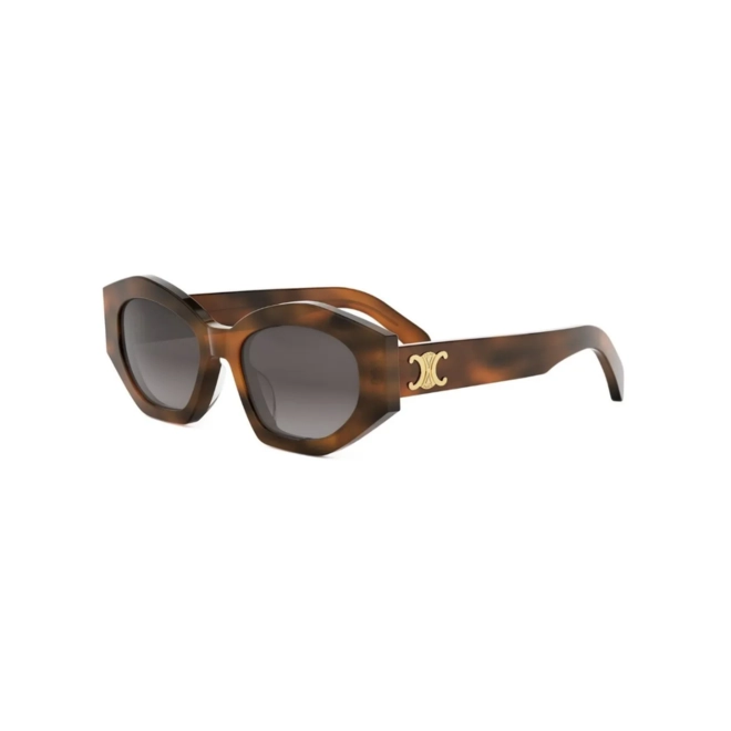 Óculos de Sol Celine CL40238U_5553F Acetato Marrom Mesclado com lentes na cor Cinza Degradê 1