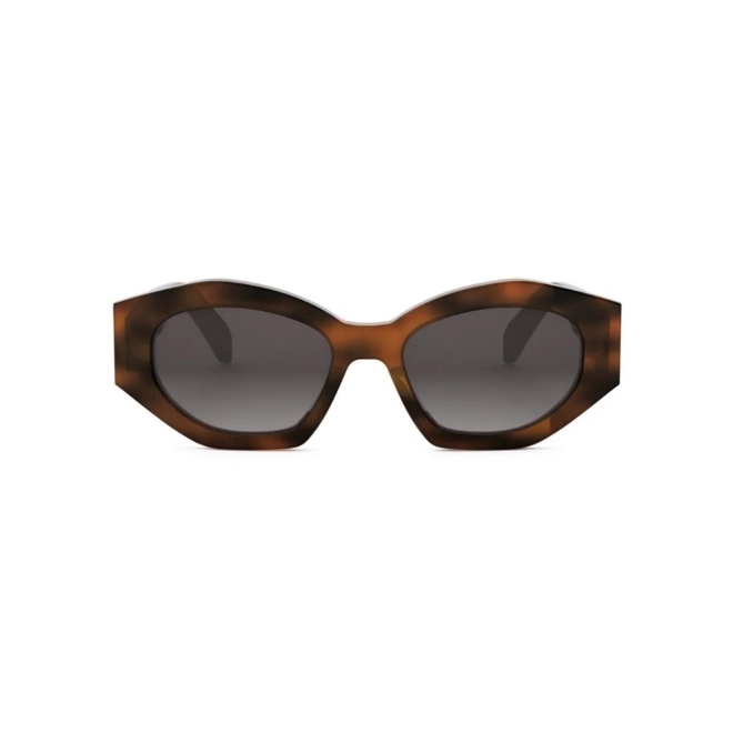 Óculos de Sol Celine CL40238U_5553F Acetato Marrom Mesclado com lentes na cor Cinza Degradê 2