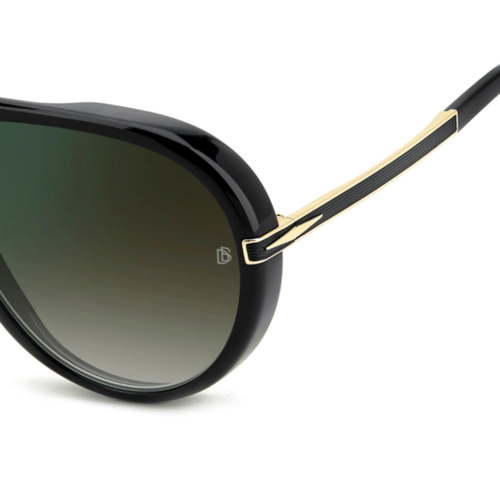 Óculos de Sol David Beckham DB 99/VOYAGER 2M2 61CS S Acetato Preto com lentes na cor Verde Degradê Espelhado