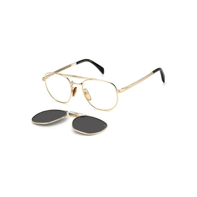 Óculos de Grau David Beckham DB 1082/G/CS RHL 52M9 Metal Dourado com Clip-On na cor Fumê 1