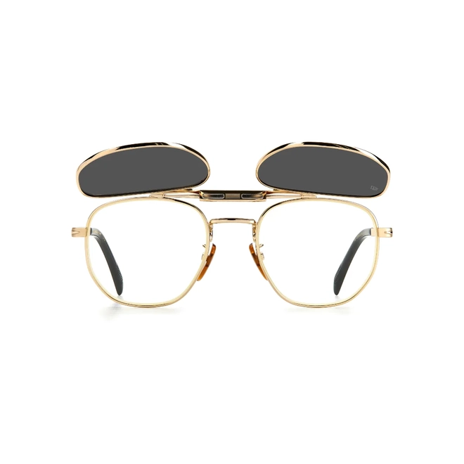Óculos de Grau David Beckham DB 1082/G/CS RHL 52M9 Metal Dourado com Clip-On na cor Fumê 3