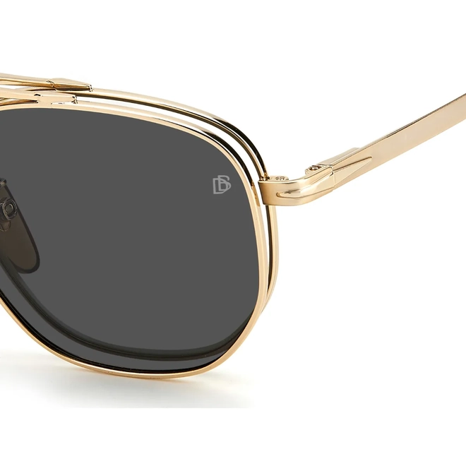 Óculos de Grau David Beckham DB 1082/G/CS RHL 52M9 Metal Dourado com Clip-On na cor Fumê 5