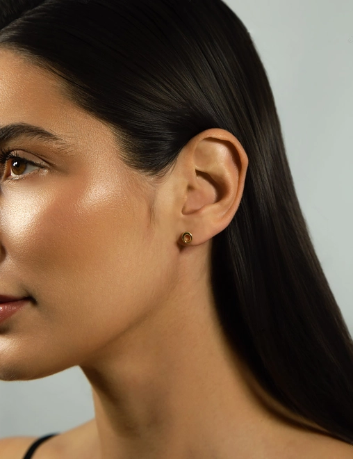 Brinco For me Organic Stud prata 925 dourado círculo vazado 2