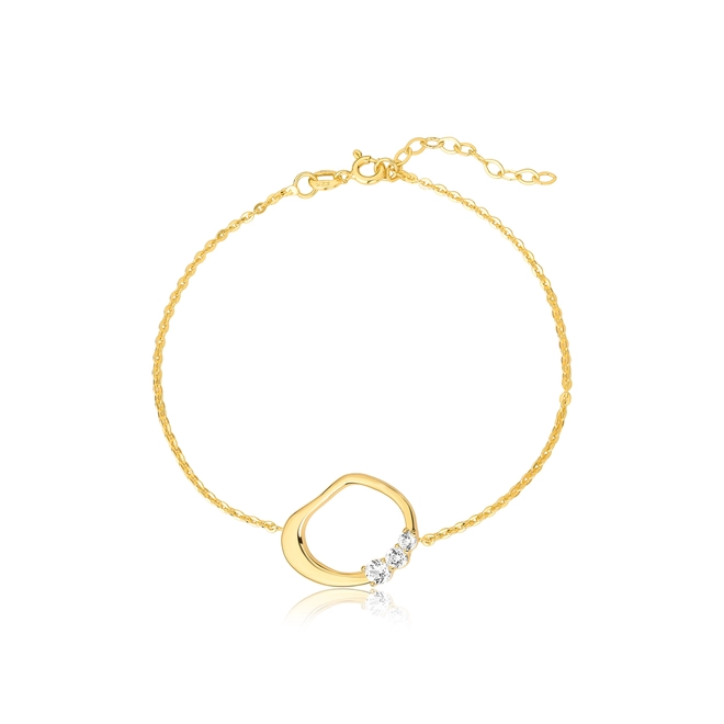 Pulseira For me Organic de elos prata 925 dourada pingente orgânico com gemas de Topázios 1