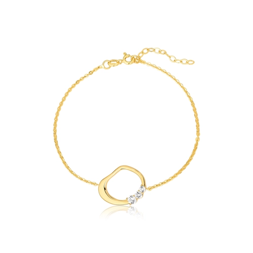 Pulseira For me Organic de elos prata 925 dourada pingente orgânico com gemas de Topázios