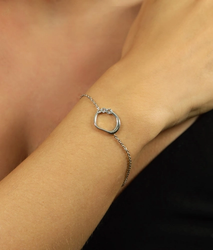 Pulseira For me Organic de elos prata 925 com pingente orgânico e gemas de Topázio