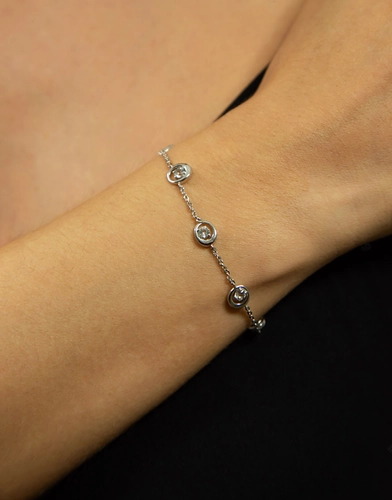 Pulseira For me Organic de elos prata 925 com pingentes orgânicos e Topázios