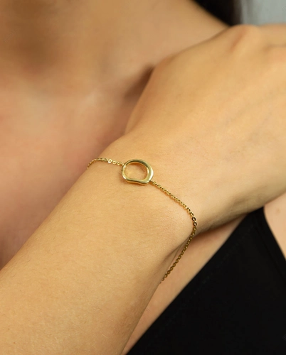 Pulseira For me Organic de elos prata 925 dourada pingente orgânico vazado