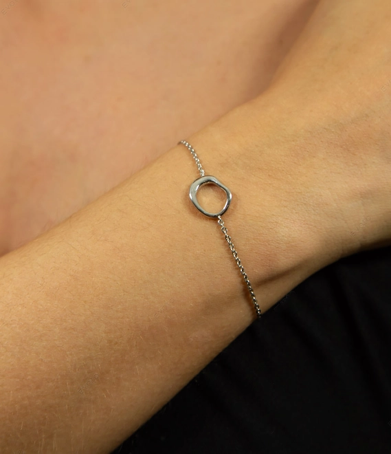 Pulseira For me Organic de elos prata 925 com pingente orgânico vazado 2