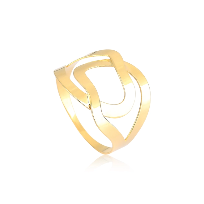 Anel Slim geométrico ouro 18k aros entrelaçados corte a laser 1