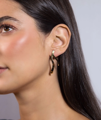 Brinco Slim Ear Jack ouro 18k pingentes corte a laser polido